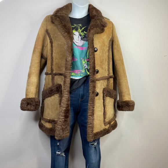 Vintage Bermans Sheepskin Leather Shearling Western Fargo Rancher Coat Women 12 - Picture 16 of 17